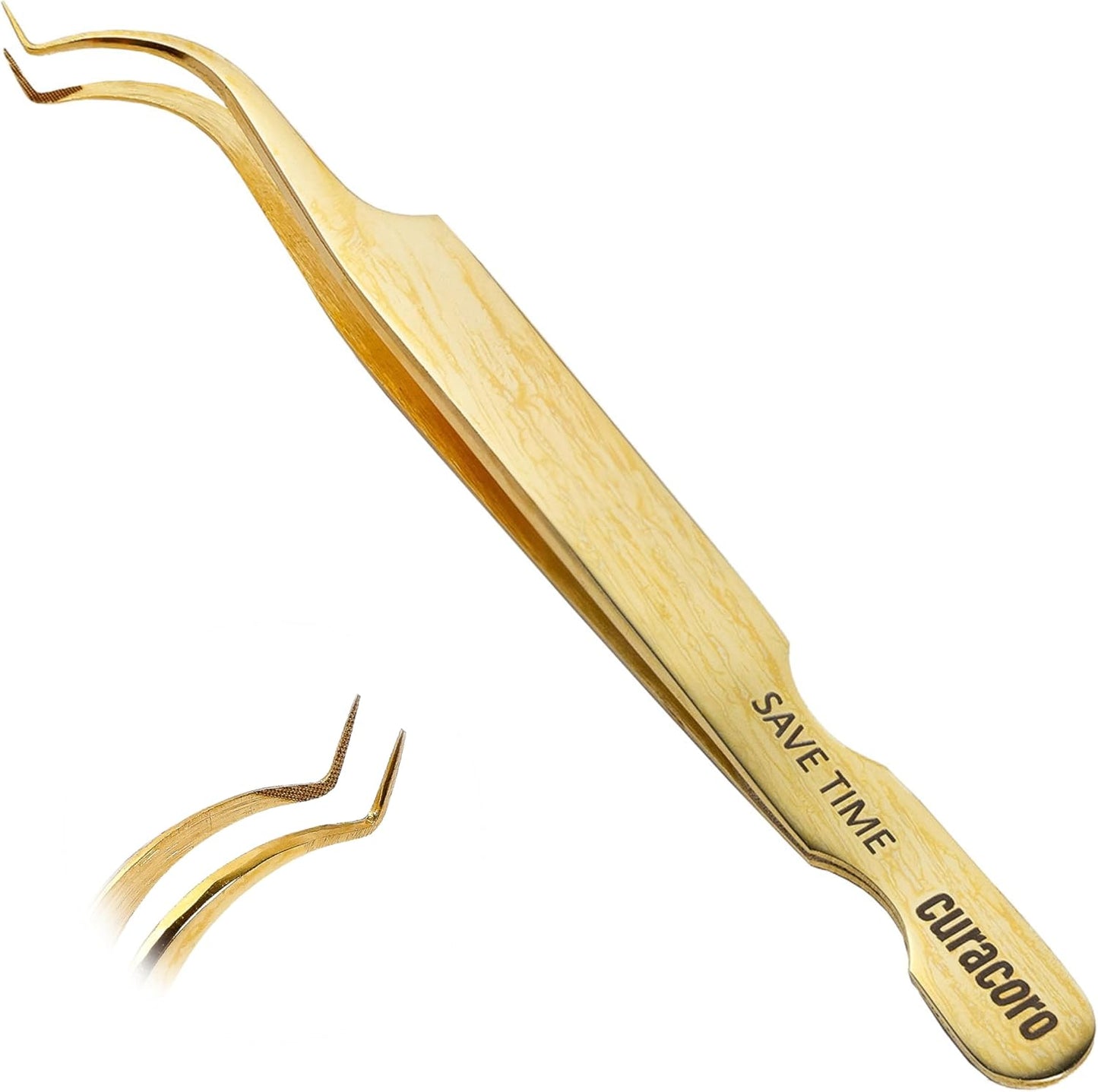 Curacoro Lash Tweezer - Precision Fiber Tip Grip for Eyelash Extensions | Multi-Shape Silver Tweezers for Volume & Isolation