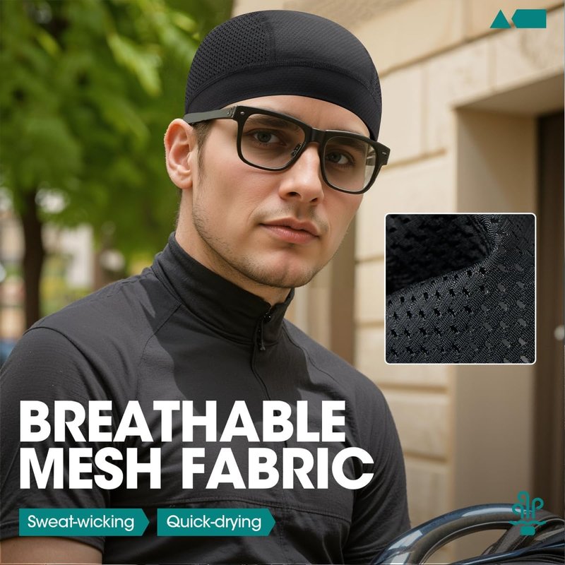 Summer Skull Cap Helmet Liner - Breathable Cooling Beanie for Men & Women | 2-Pack