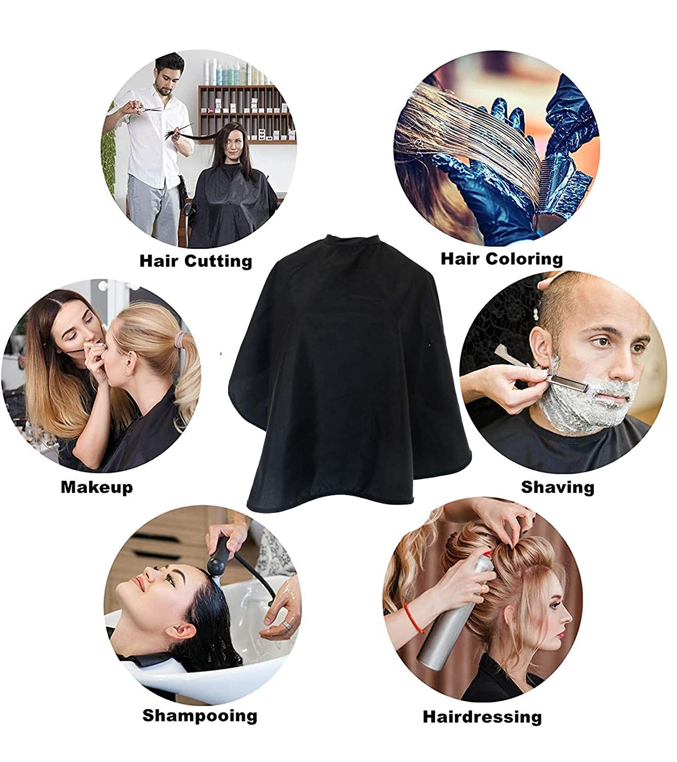 ST-BEST-P Hair Color Cape Makeup Haircut Salon Hairdresser Shampoo Capes Cutting Barber Cape for Men,Women,Clients (3 PCS, Black+White+Pink)