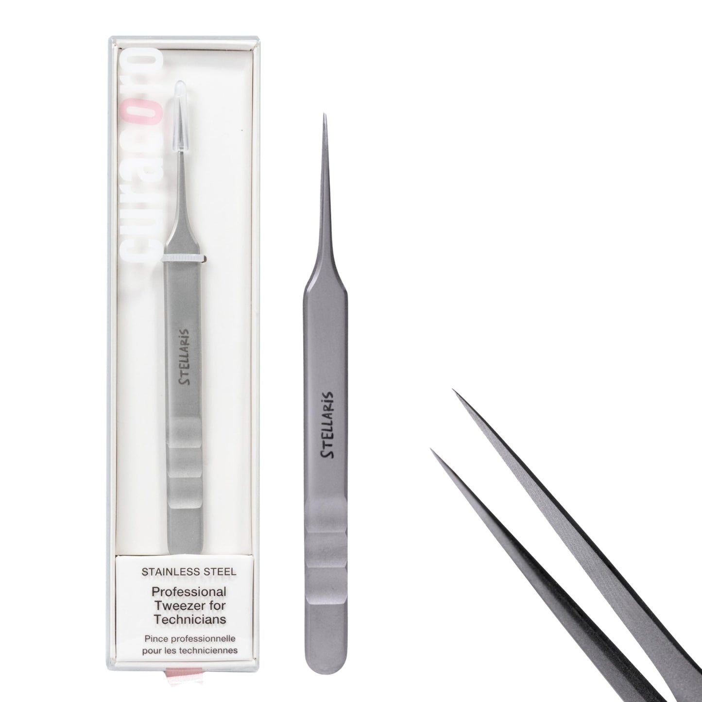 Curacoro EyeLash Tweezers - LashSmith Fine-tipped Lash Application Tool - Straight Isolation Tweezer for Every Lash Set