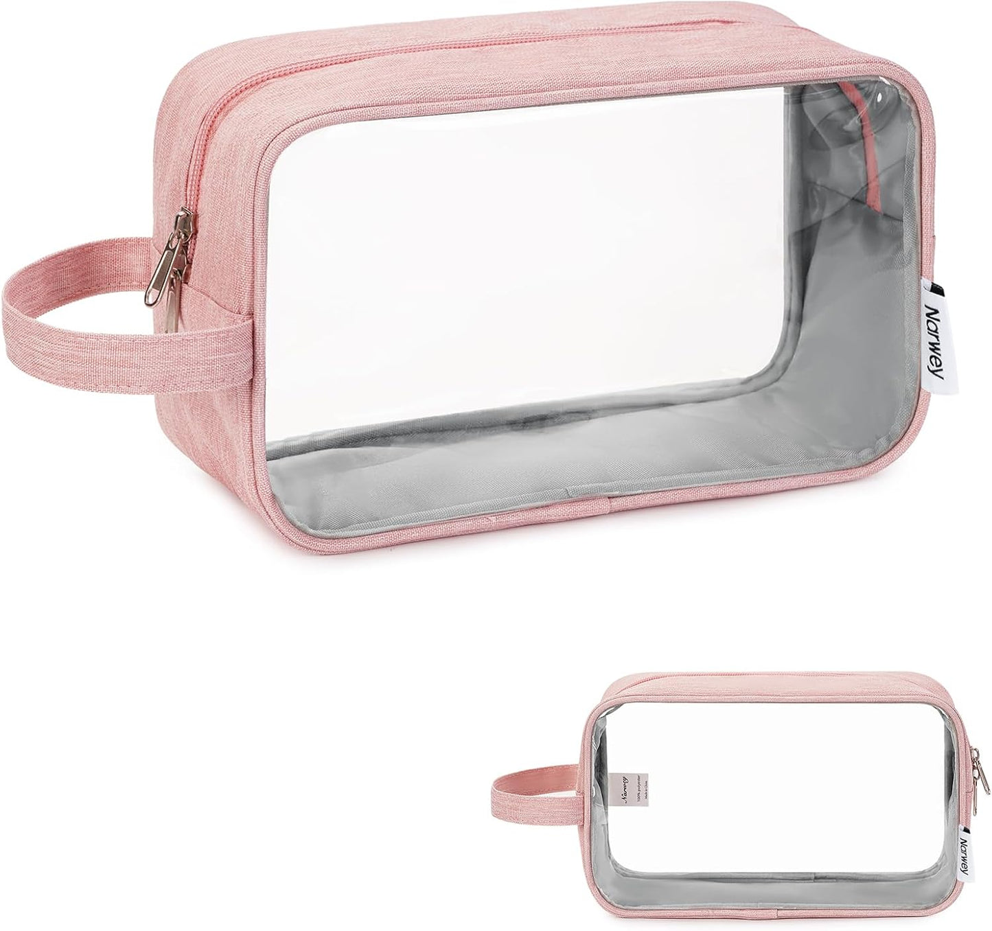 Clear Travel Toiletry Bag - Makeup Organizer with Zipper & Handle | Versatile Cosmetic Pouch for Men & Women - Black
