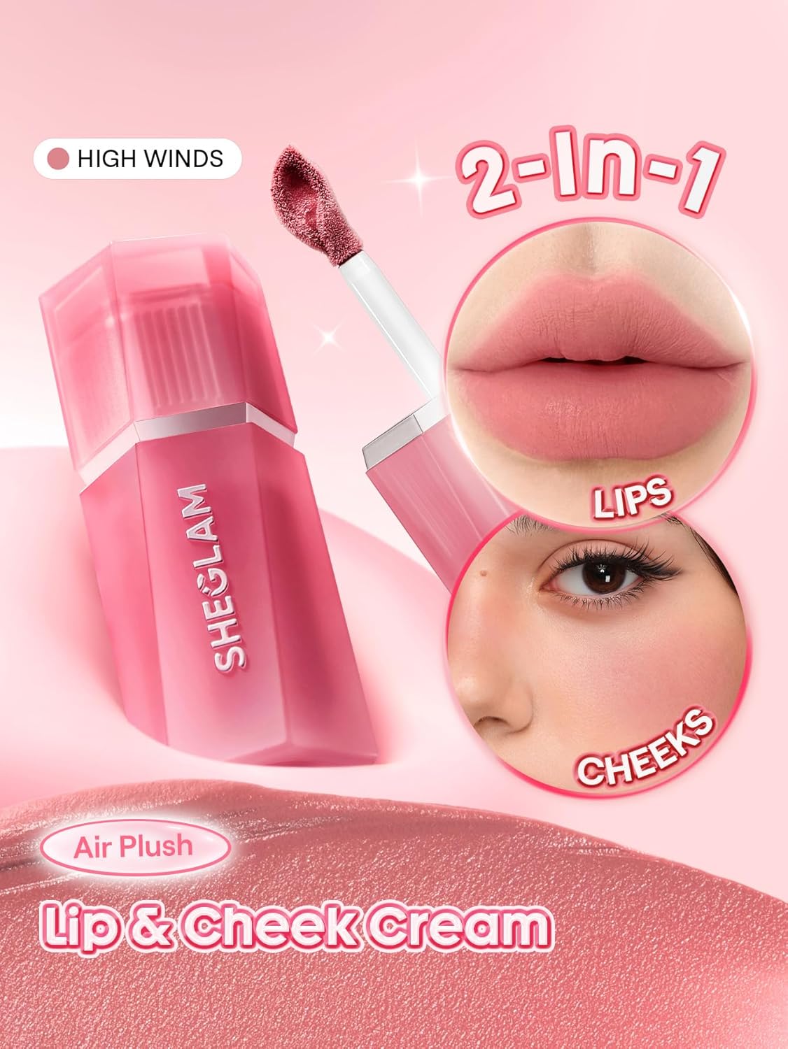 Air Plush Lip & Cheek Cream - Long-Lasting Multi-Use Blush & Lip Stain | 025 High Winds