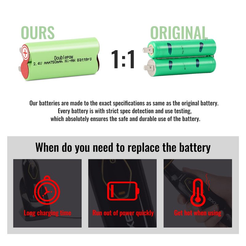 Kuflant 750mAh Battery Replacement Compatible with Philips Norelco BG2028/ XA2029 Body Groomer Bodygroom Foil Trimmer Wet Or Dry 2.4V NI-MH Battery