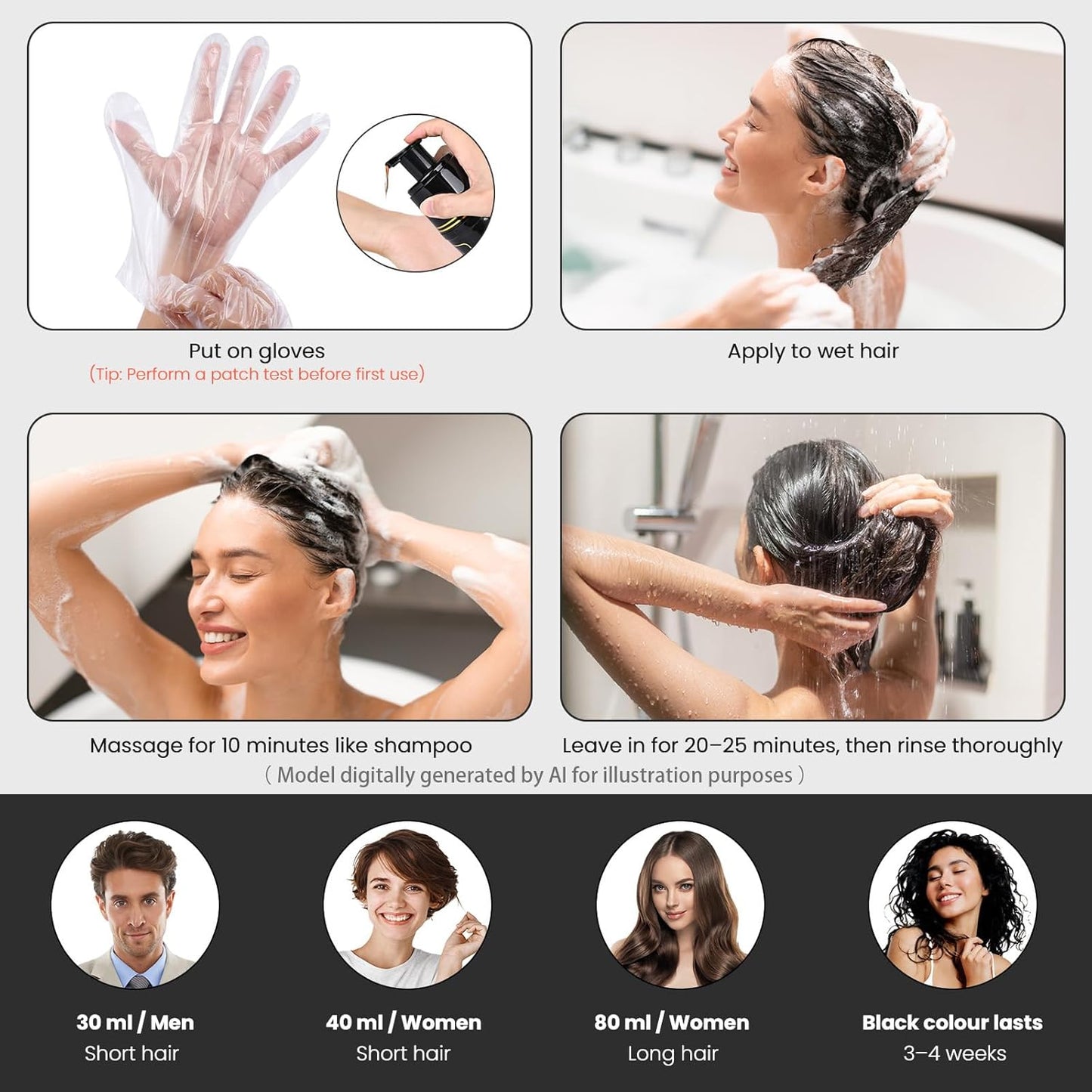 Dark Brown Hair Dye Shampoo - 3-in-1 Herbal Formula for Grey Coverage | Unisex Hair Color Solution