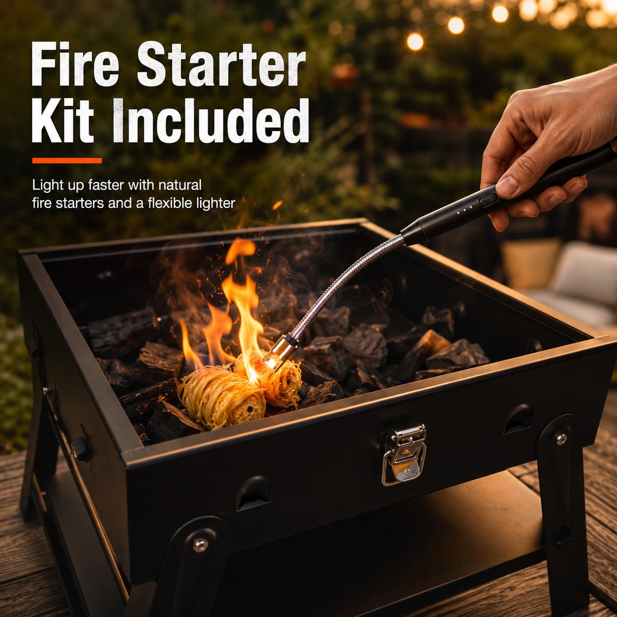 Small Portable BBQ Charcoal Grill: Mini Foldable Table Top Barbecue Grills with Fire Starter Kit for Outdoor Cooking, Fathers Day Birthday Grilling Gift for Men Dad Husband