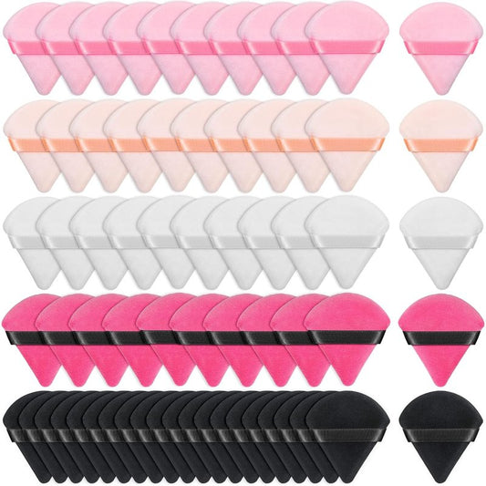 Caffox Triangle Powder Puffs - 60pcs Makeup Applicators for Face & Eye | Ideal for Setting & Loose Powder