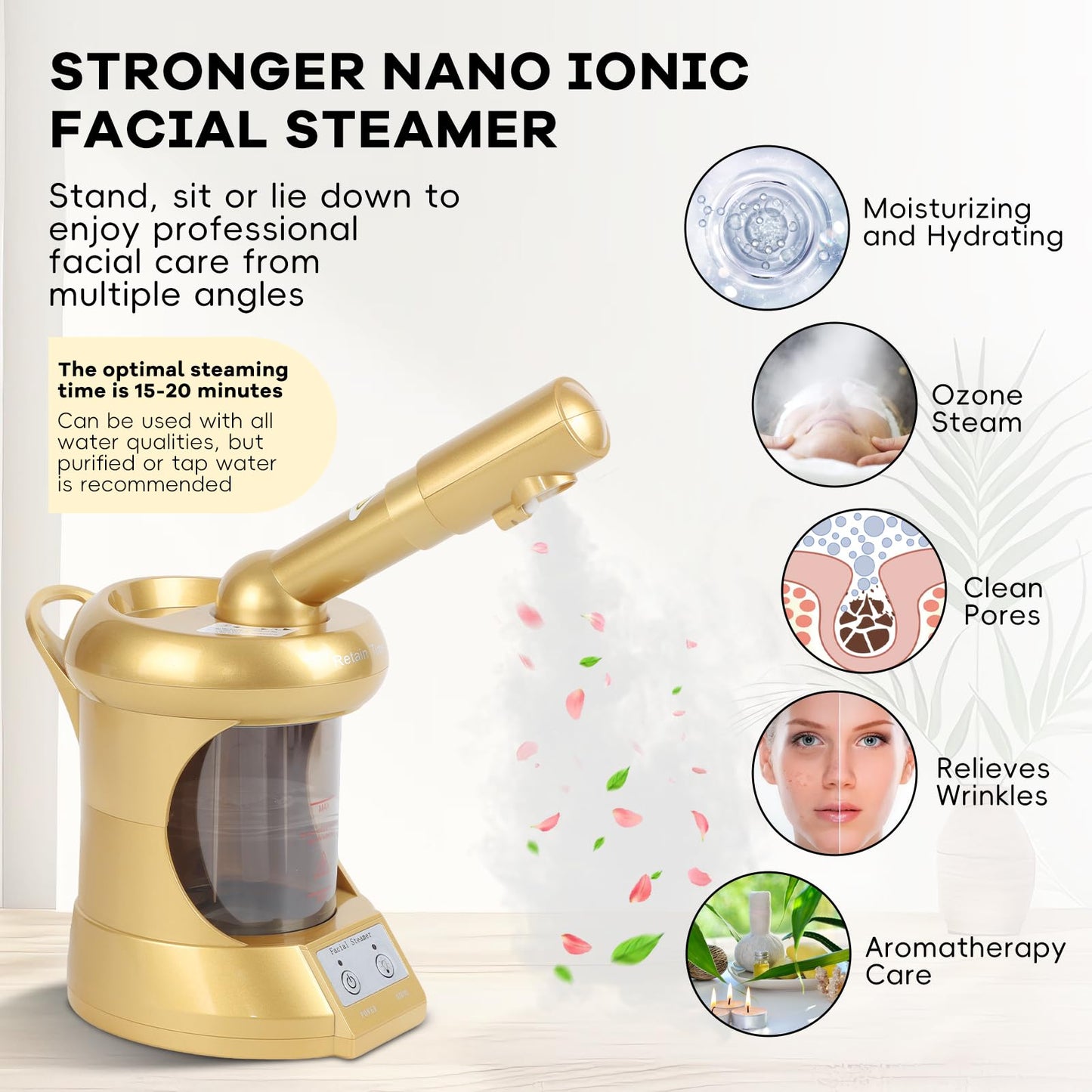 Retain time Facial Steamer,Face Steamer for Facial Deep Cleaning, Steamer for Facial for Personal Care or Spa, Moisturizing and Hydrating.