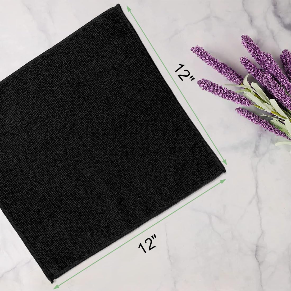 UNIMADE Washcloths Bulk - 100 Pack - Face Towels (12" x 12"), Highly Soft Wash Cloths and Hand Towels, Fast Drying Multi-Purpose Microfiber Cleansing Cloths for Bathroom, Hotel, Spa, and Salon - Black