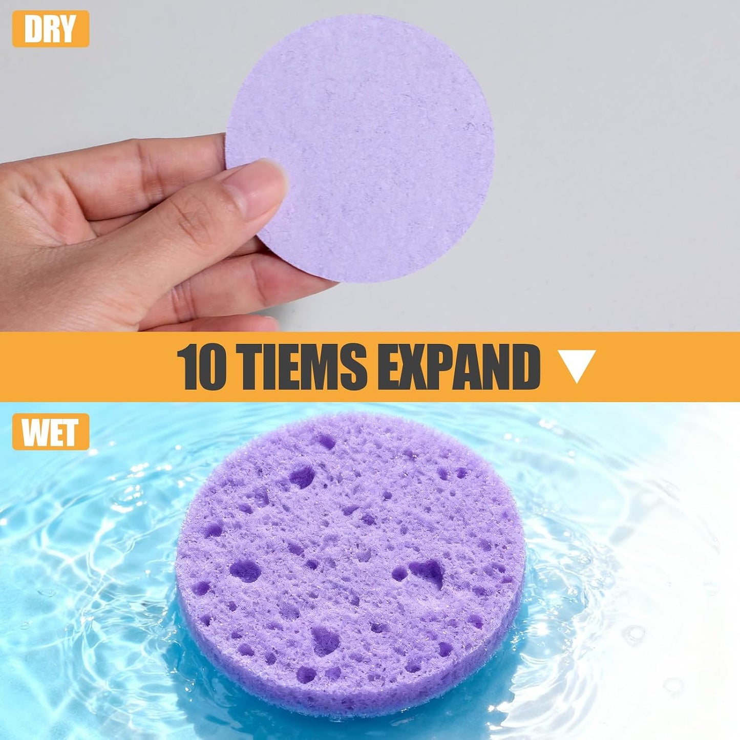 Compressed Facial Sponges - 80 Count Reusable Face Cleansing Pads | Gentle Exfoliating Makeup Removal Sponges for Deep Cleansing