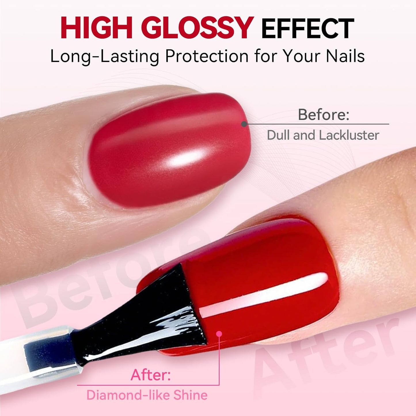Gel Top Coat - 15ml No Wipe Long Lasting High Glossy Clear Nail Polish | Soak Off UV/LED Compatible for DIY Home Use