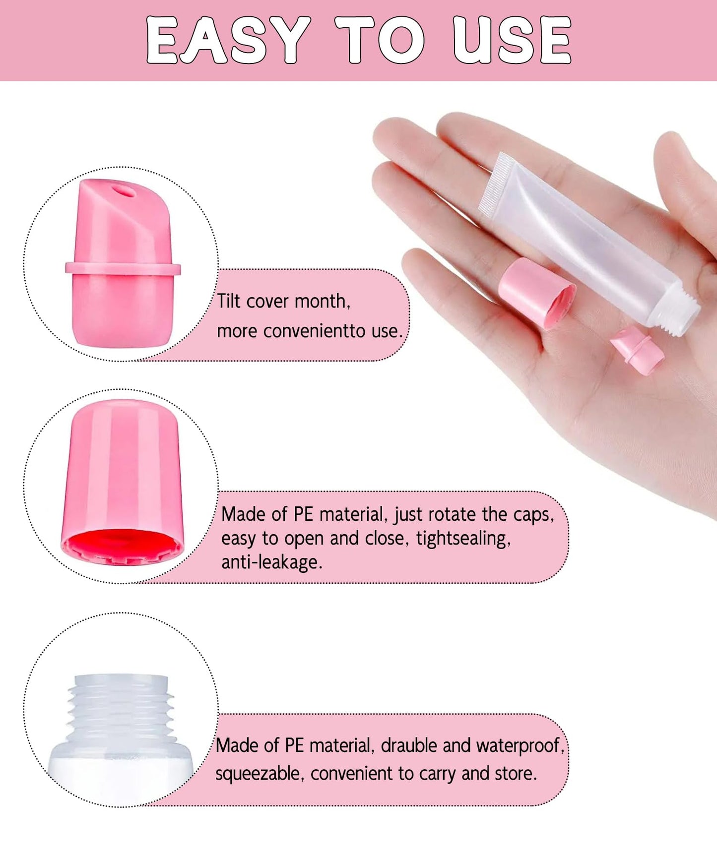 uadbau 8PCS Empty Lip Gloss Tubes - 10ml Clear Lip Balm Tubes with 5ml Syringes - Refillable Squeeze Tubes for Lip Gloss - Mini Cosmetic Soft Tubes for DIY Lip Gloss and Travel Toiletries