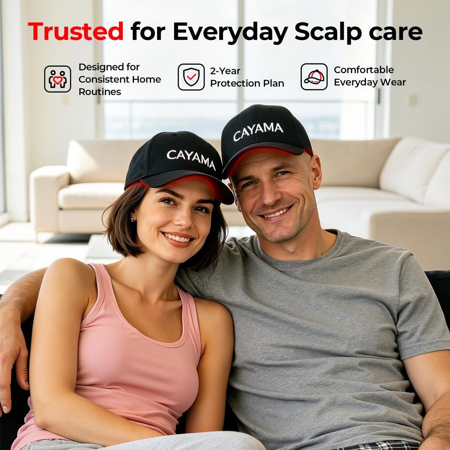 CAYAMA Red Light Hair Growth Cap, 528 Light Emitters, Full Scalp Coverage, Stable Corded Power, Consistent At-Home Sessions for Men & Women