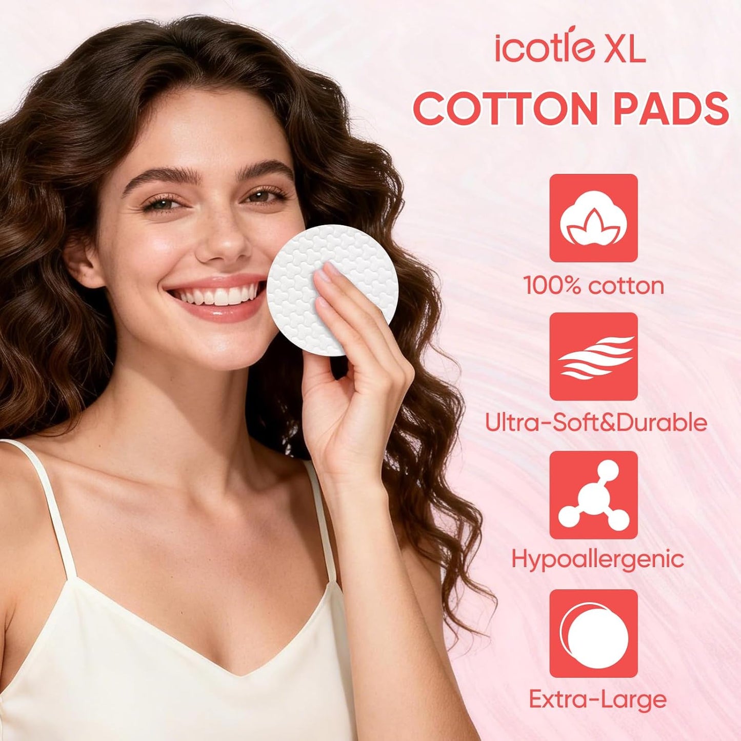 Large Cotton Rounds - 200 Count 100% Pure Cotton Pads | Soft, Dual-Sided for Makeup Removal & Skincare - 2.76 Inch Diameter