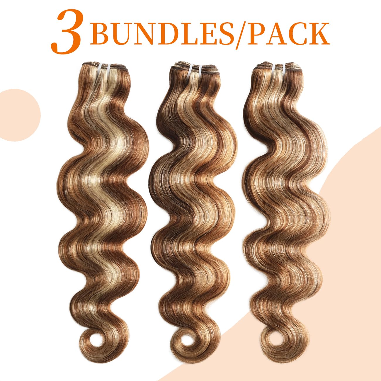 Blonde Bundles Body Wave Human Hair,3 Bundles 20 22 24 Inch 100g Each