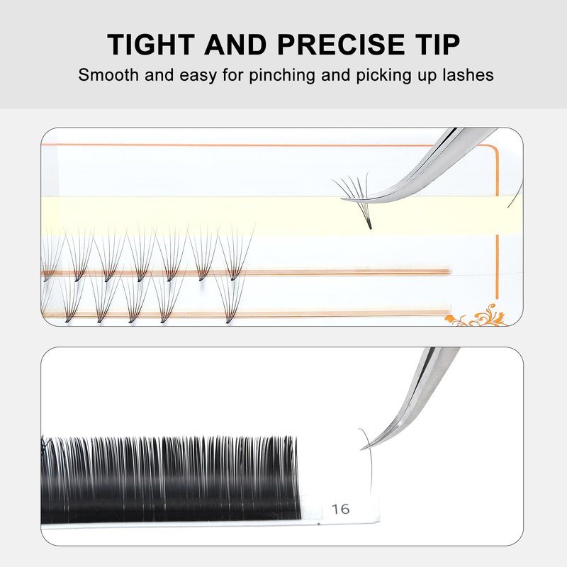 Ms.Queen Tweezers for Eyelash Extensions,Precision Curved Lash Tweezers for Volume, Isolation and Classic Lashes Extensions Applying