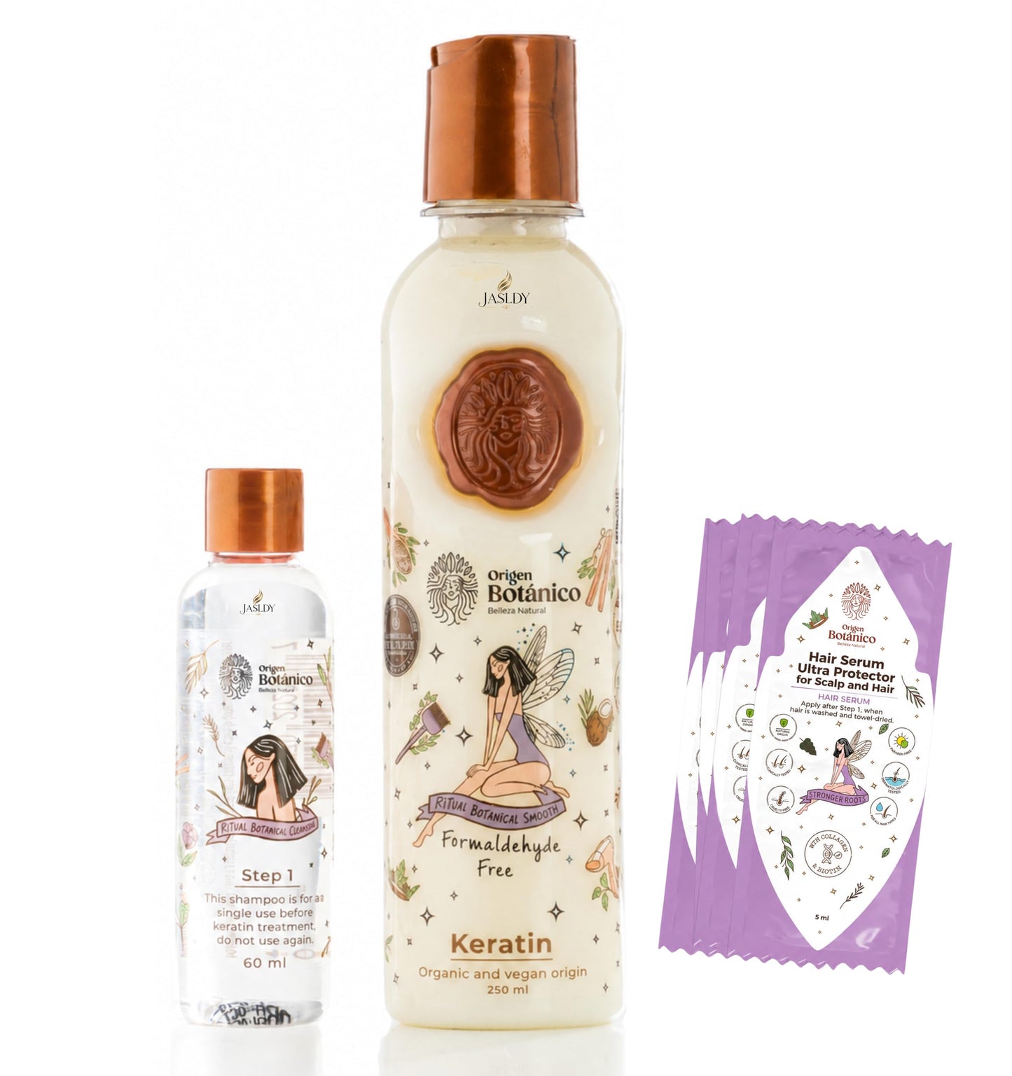 Origen Botanico Keratin Hair Treatment Ritual Botanico Kit Keratina Para Alisar El Pelo Organic Vegan Formula With 12 Natural Oils For Long Lasting Smooth Shiny Frizz Control (Keratina 120 ML)