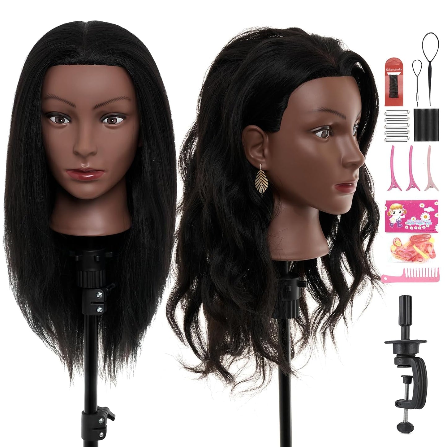 28-Inch Real Hair Mannequin Head - Cosmetology Styling Tool for Braiding, Curling & Cutting | Blonde