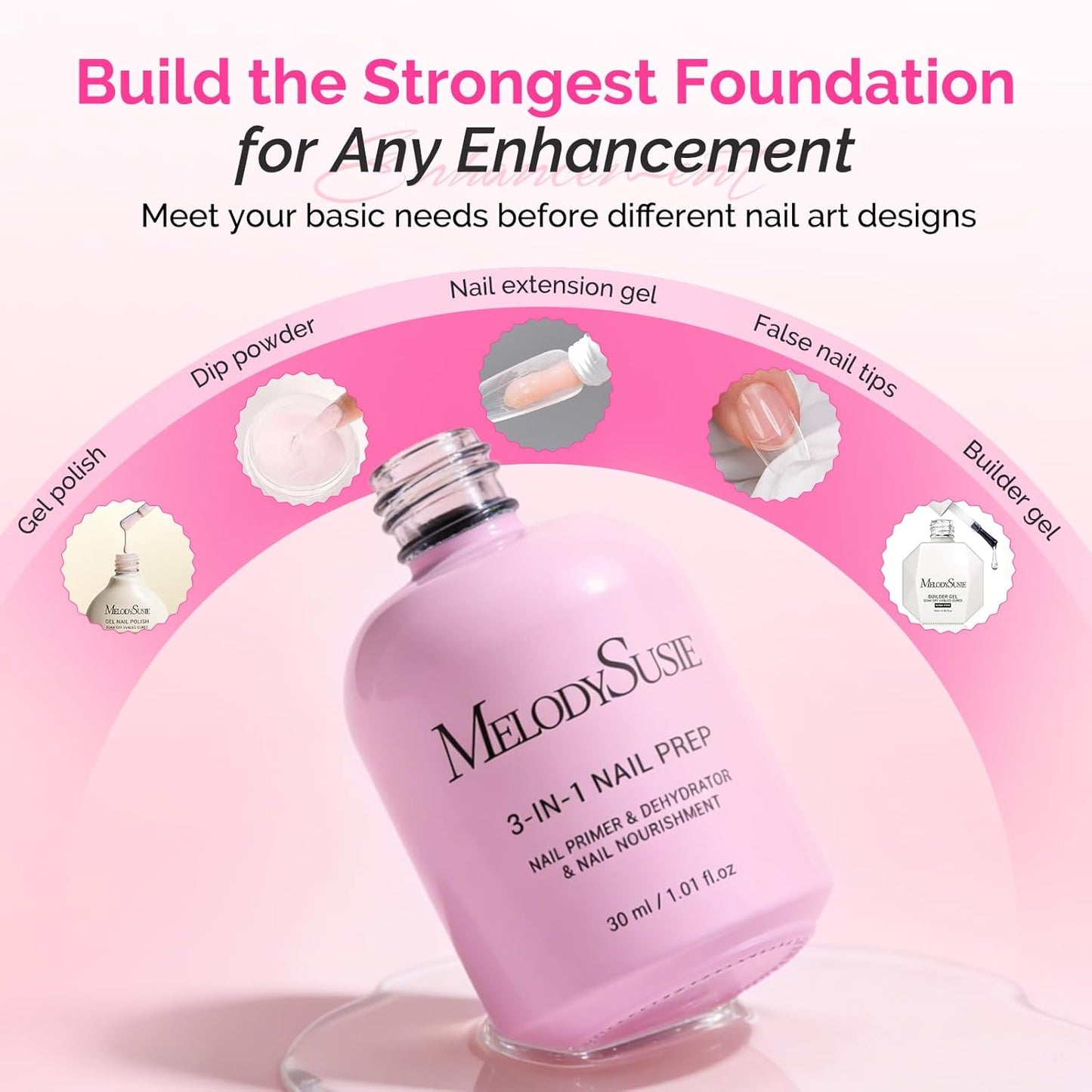 MelodySusie 30ML Nail Dehydrator & Primer | HEMA-Free, Acid-Free Nail Prep for Acrylic & Gel Nails