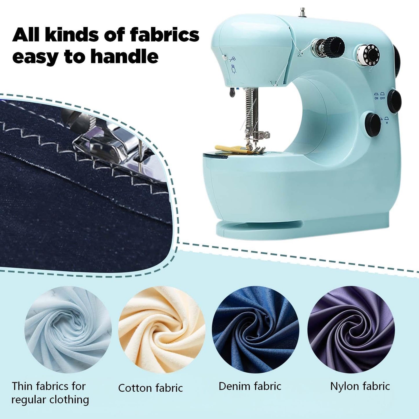 301FRJ Sewing Machine Kits for Home & School | Beginner-Friendly 2-Speed Mini Machine for DIY Crafts, Household Repairs & Fun Skill-Building with Kids & Adults