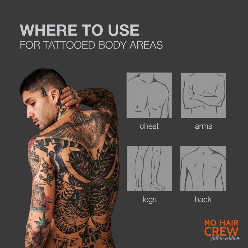 NO HAIR CREW Tattoo Edition Hair Removal Cream | Charcoal to Enhance Tattoo Colors (150 ml)