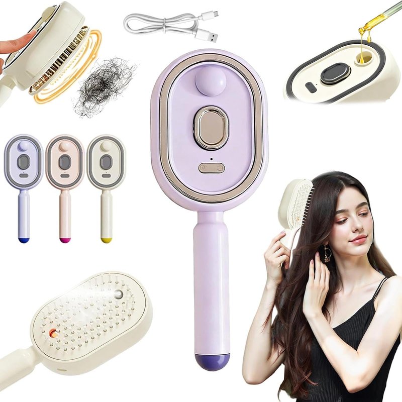 2026 Upgrade Electric Steam Brush, Detangling Steam Brush for Long/Short Hair, 2-in-1 Misting Hairbrush with Water Spray, Rechargeable Steam Hair Straightener, Nourishes Hairs,Anti Frizz Tool (#C)