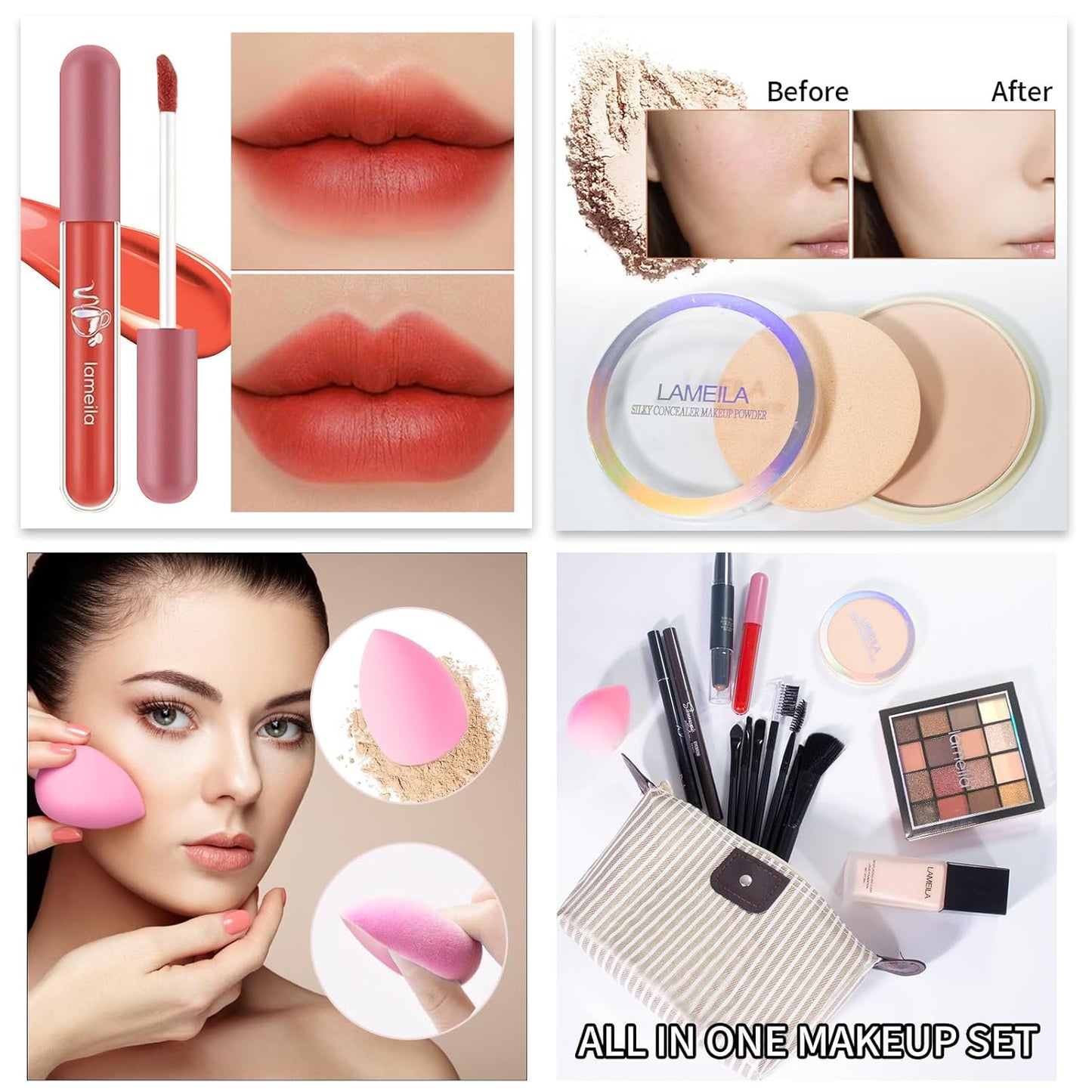 Makeup Set for Girls & Women - Complete Kit with Eyeshadow, Foundation, Brushes & Cosmetic Bag | Ideal Gift