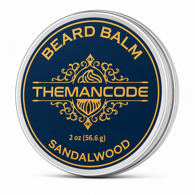 THEMANCODE Sandalwood Beard Balm for Men, Beard Butter, Beard Softener with Jojoba Oil, Beard Care Father Day Gifts, 2 oz