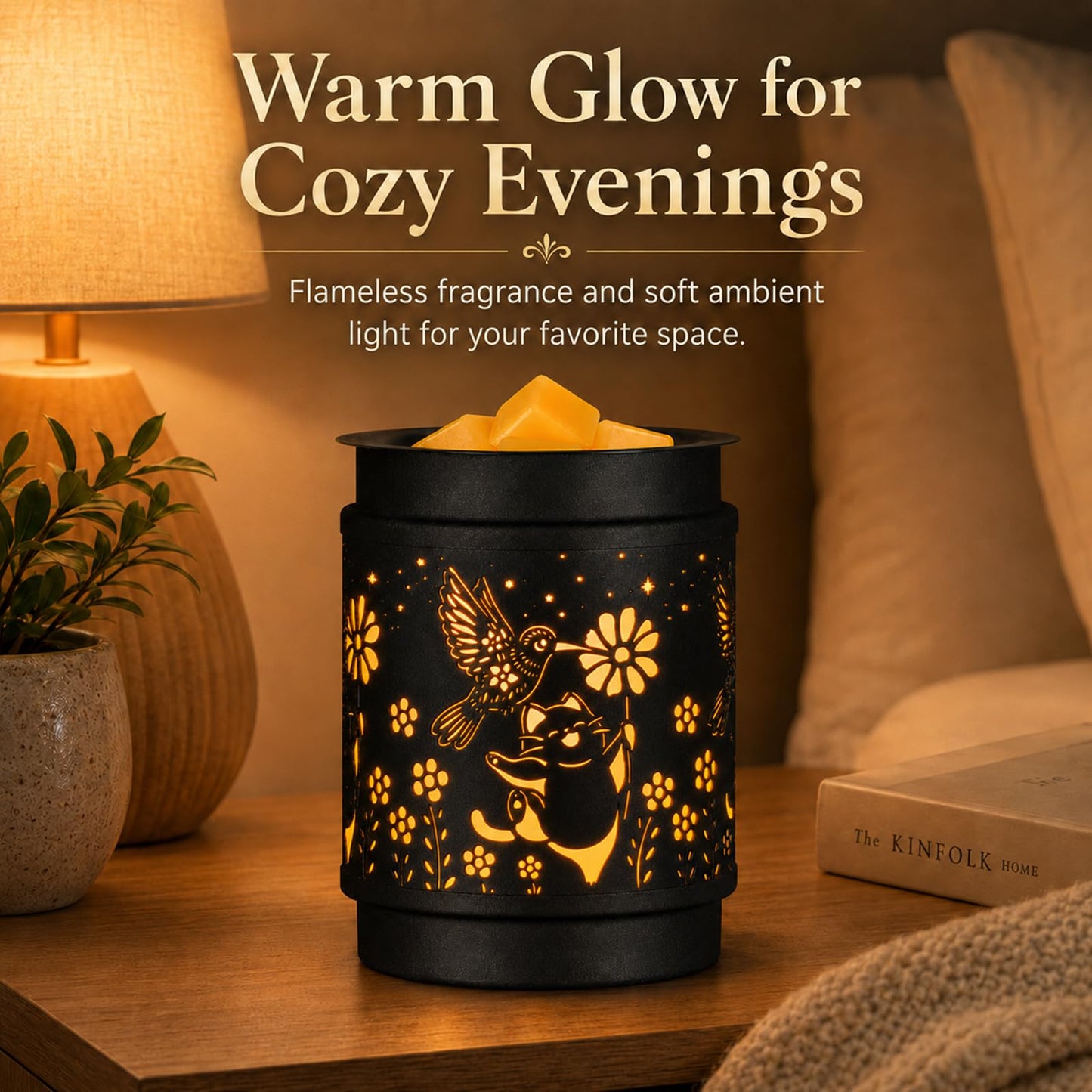 MOCOSA Metal Wax Melt Warmer, Electric Candle Wax Warmer for Scented Wax Melts, Stylish Metal Wax Melts Wax Cubes Burner for Home and Office Decor, Ideal Gift for Women and Girls(Hummingbird)