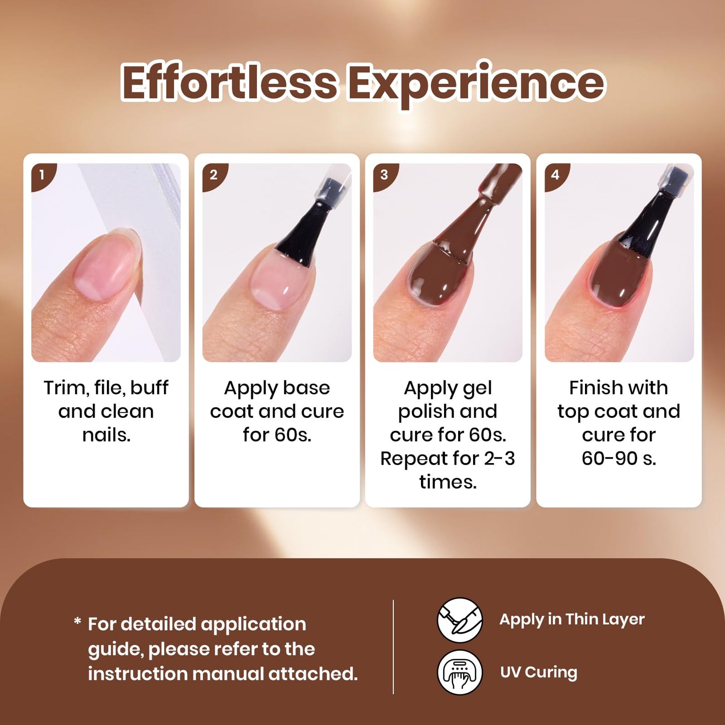 Beetles Brown Gel Polish Set - Toasty Aroma Collection, 6 Fall Colors Nude Brown Nail Colors UV LED Lamp Salon DIY at Home Nails Gifts for Women