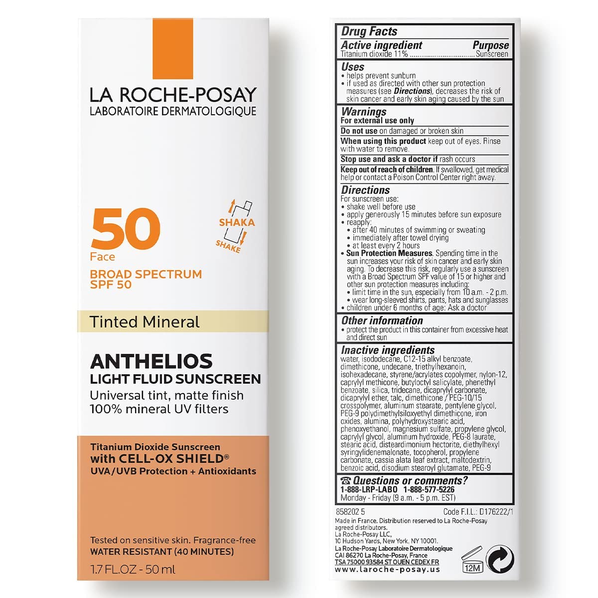 La Roche-Posay Anthelios Sunscreen SPF 40 - Ultra-Light Fluid, Oil-Free, Fast-Absorbing Face Protection