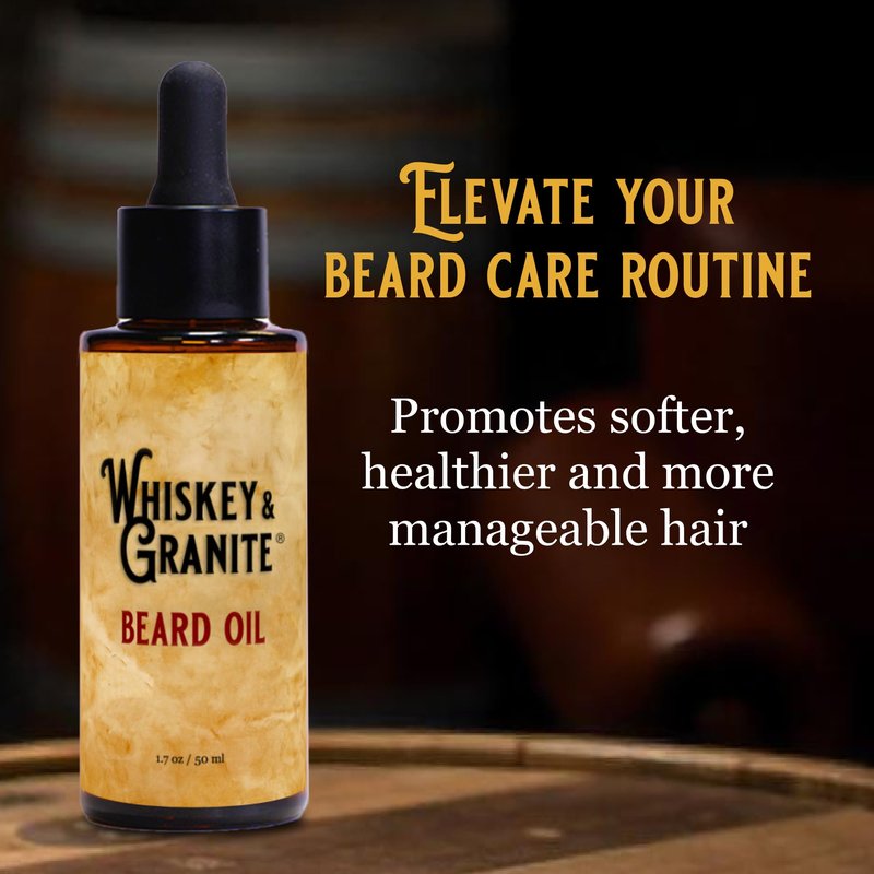 Whiskey & Granite Beard Oil – Made in USA - 100% Natural Beard Conditioner, 1.7 oz (Mountain Shine)