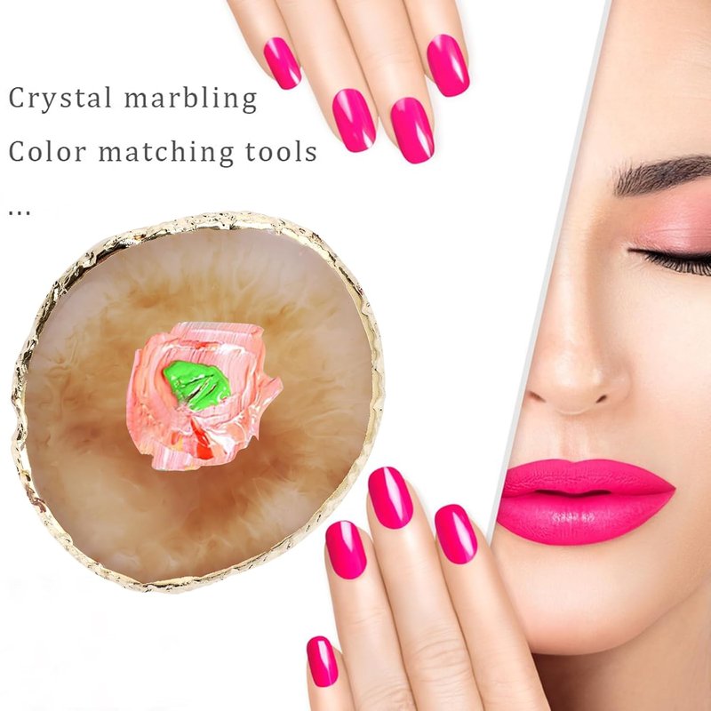 Resin Nail Art Palette Set - 2 Pcs Mixed Color Palettes with Gold Edge | Coffee & White Display