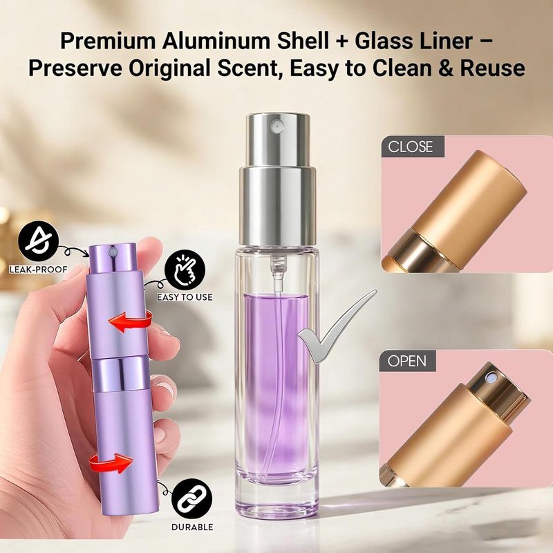 Refillable 8ML Travel Perfume Spray Bottle - Portable Fragrance Atomizer Set | 6pcs for Men & Women