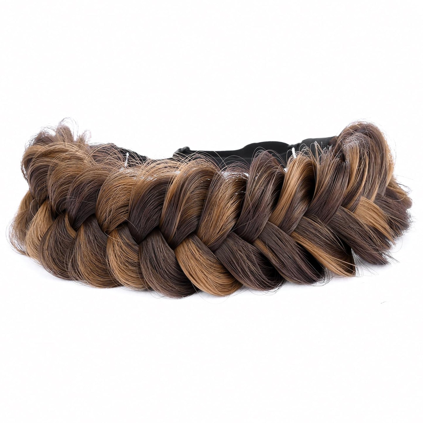DIGUAN Messy Wide 2 Strands Synthetic Hair Braided Headband Hairpiece Women Girl Beauty accessory, 62g/2.1 oz (Chocolate Toast)