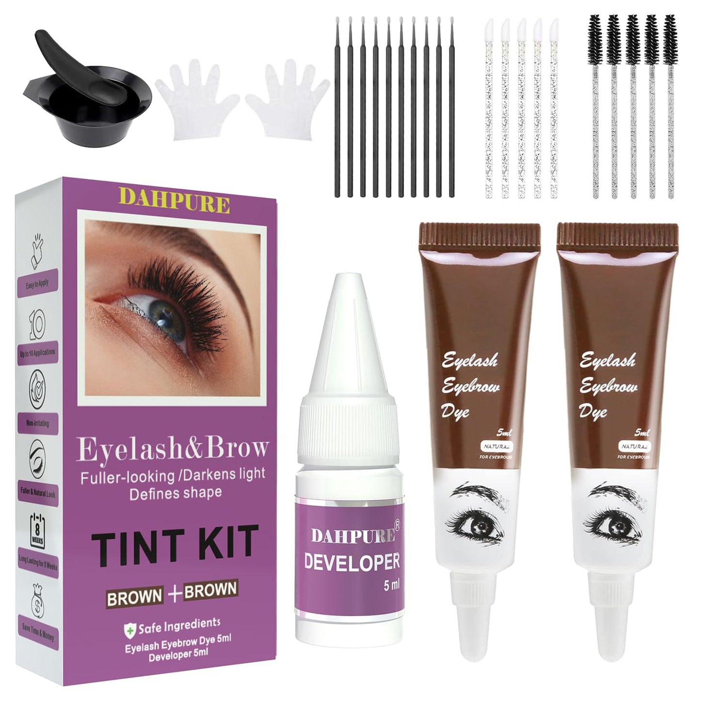 Eyelash & Eyebrow Color Kit - Professional Black & Brown Dye for Salon & DIY Use | Safe Ingredients