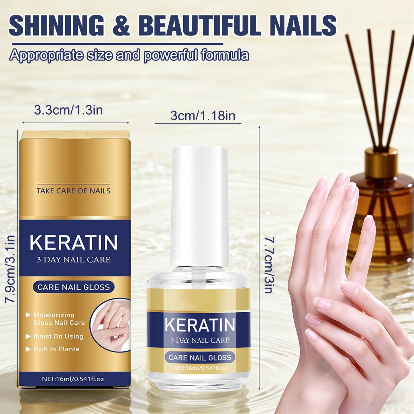 Keratin Nail Care Oil, Deeply Moisturizing Treatment for Strong, Glossy Nails, Contains Aloe Vera & Lavender Cuticle Oil, Repairs Dry Weak Nails (2pcs,16ML)