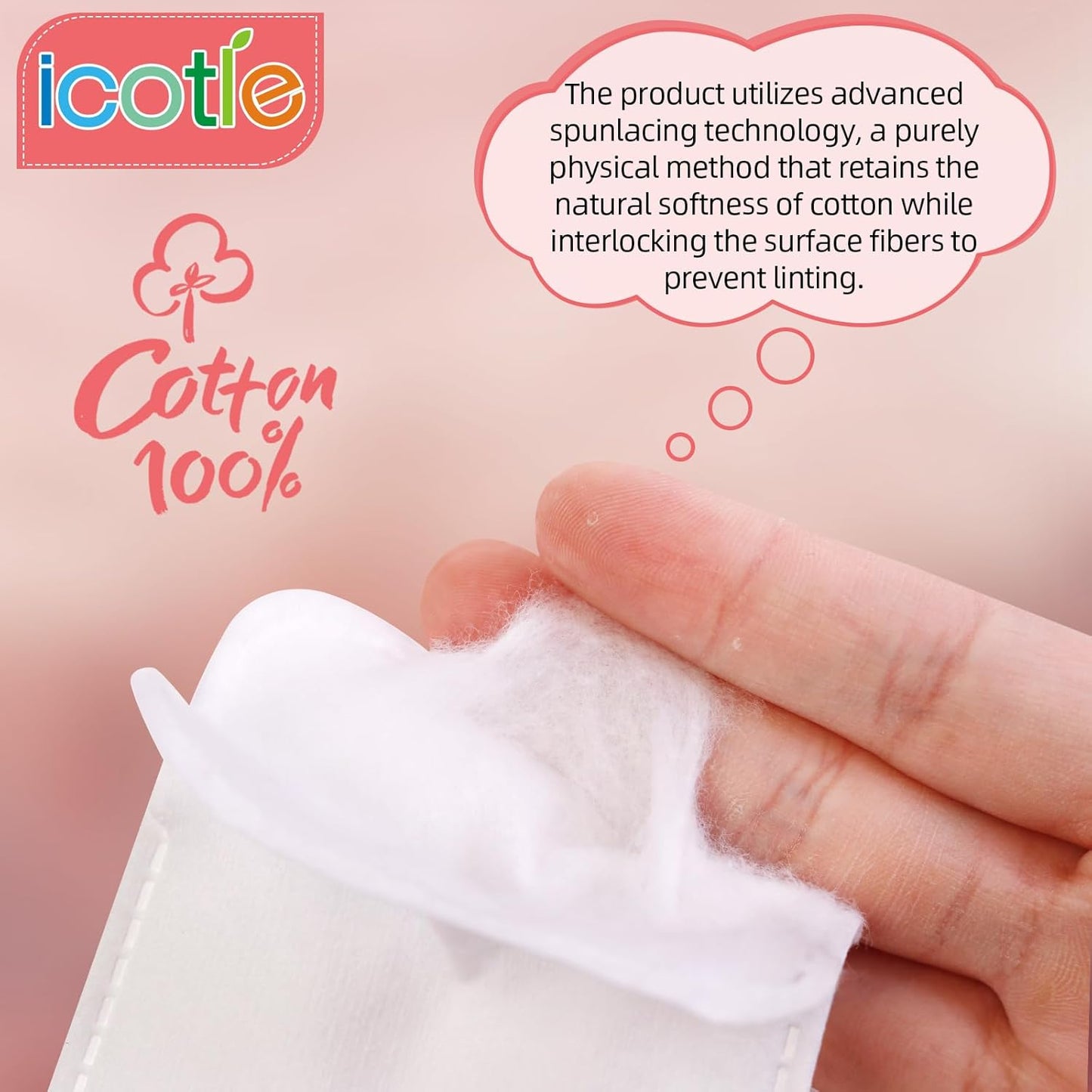 Ultra Soft 200-Count Eye Cotton Pads - 100% Cotton Makeup Remover for All Skin Types | Square Design