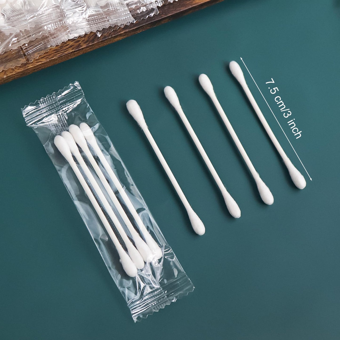 200 Pack Cotton Swabs, Individually Wrapped Cotton Swab, Individually Wrapped Double Tipped Paper Sticks for Ear, Make-up (200 pack(4pcs per Bag))