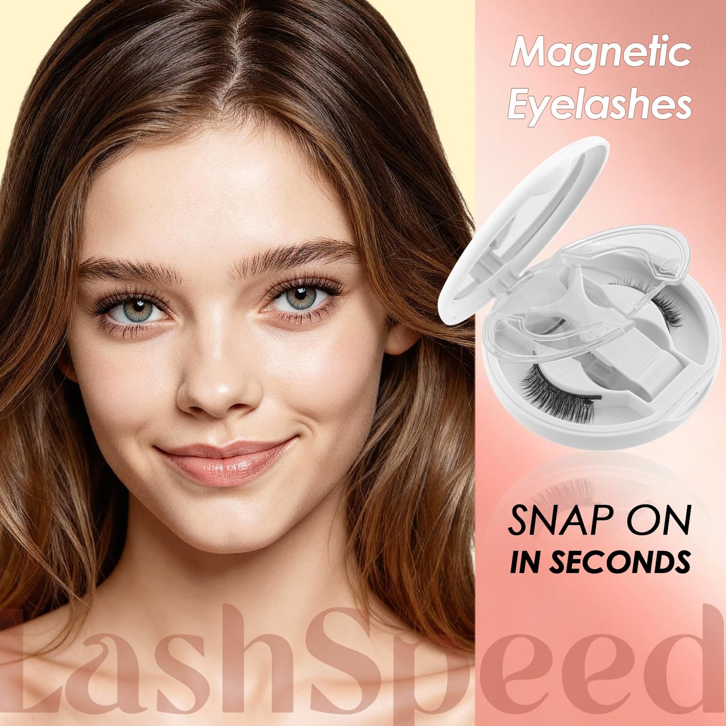 Magnetic Eyelashes Kit with Applicator – No Glue, No Eyeliner Needed, Reusable Natural Look False Lashes, Lightweight & Comfortable, Easy to Apply for Beginners