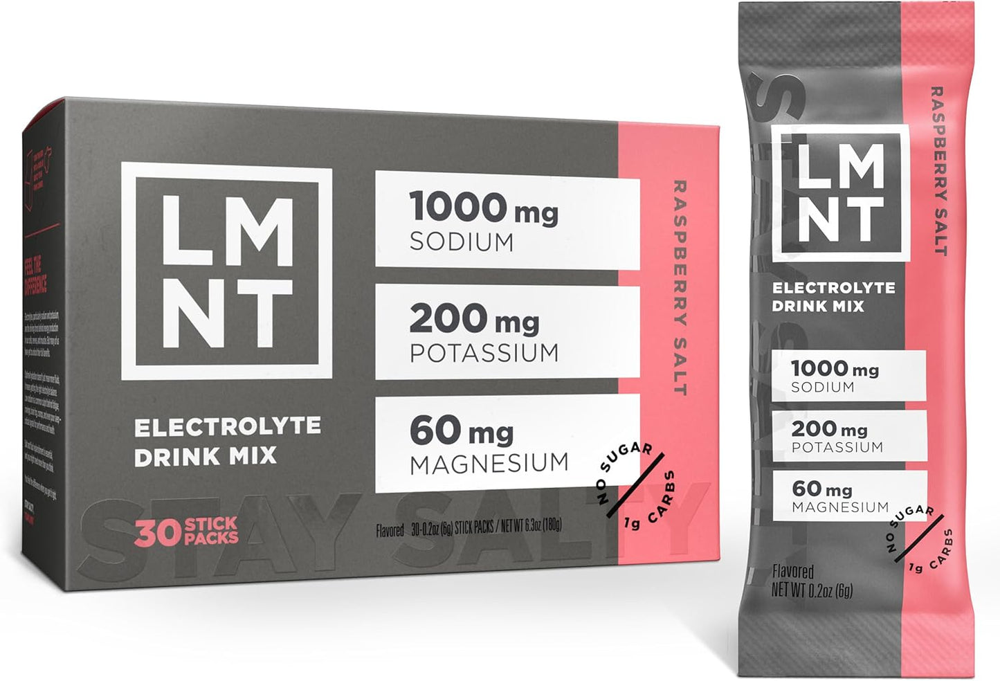 Zero Sugar Electrolyte Drink Mix - Raspberry Salt | 30-Count Pack