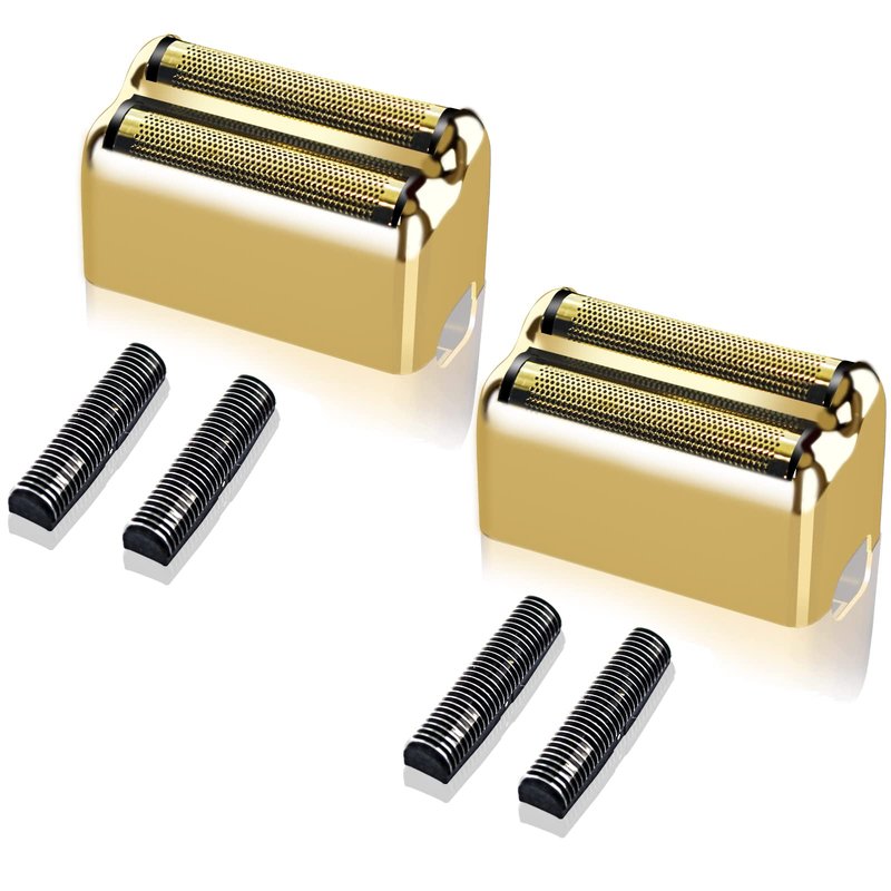 Gold Replacement blades Foil and Cutters Compatible with BaBylissPRO Barberology FXFS2 Shaver foil Replacement Heads(2 pack ）