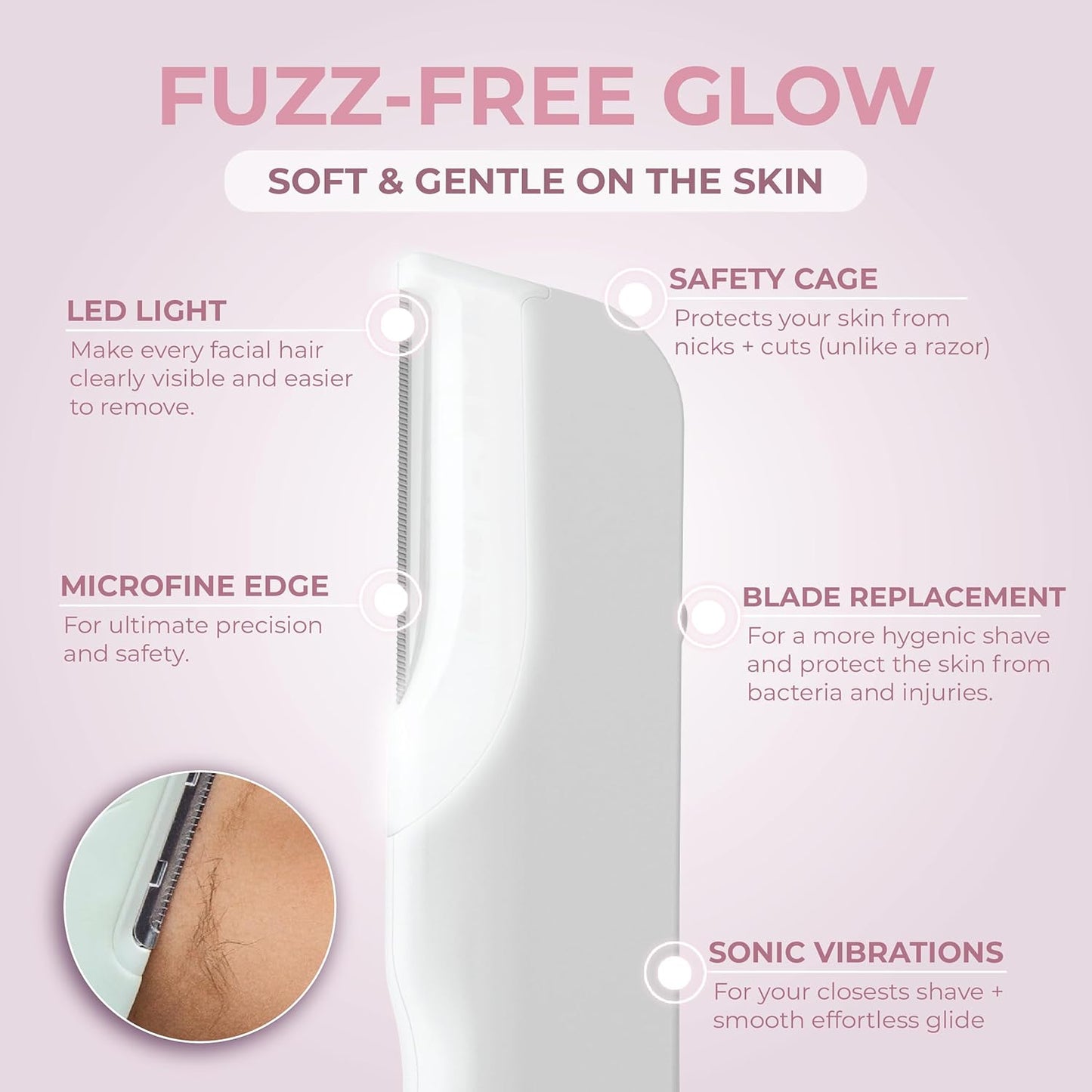 RIKI Dermaplaning Facial Tool - Stainless Steel Razor for Peach Fuzz Removal & Gentle Exfoliation | At-Home Skincare Tool