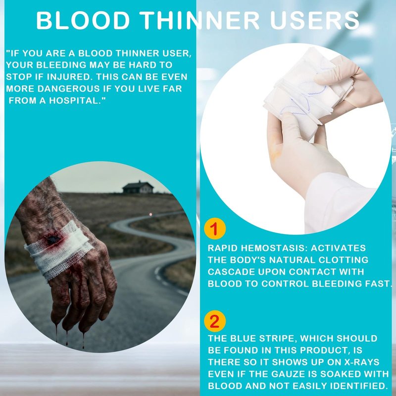 Quick Clot Gauze, First Aid Advanced Stop The Bleed Kit Combat Flexible Hemostatic Gauze-Bleed Stop Faster Wound Packing Medical,Survival Kit Supplies (3" x 12.5')