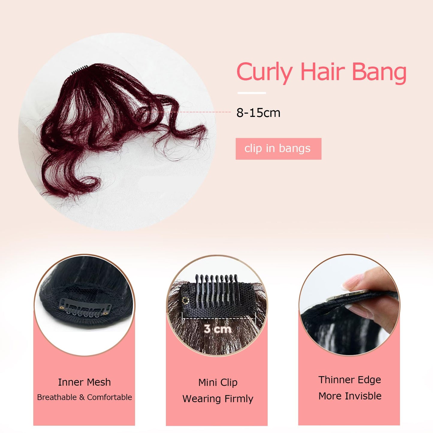 VAVANGA Curly Bangs Clip in Hair Extension