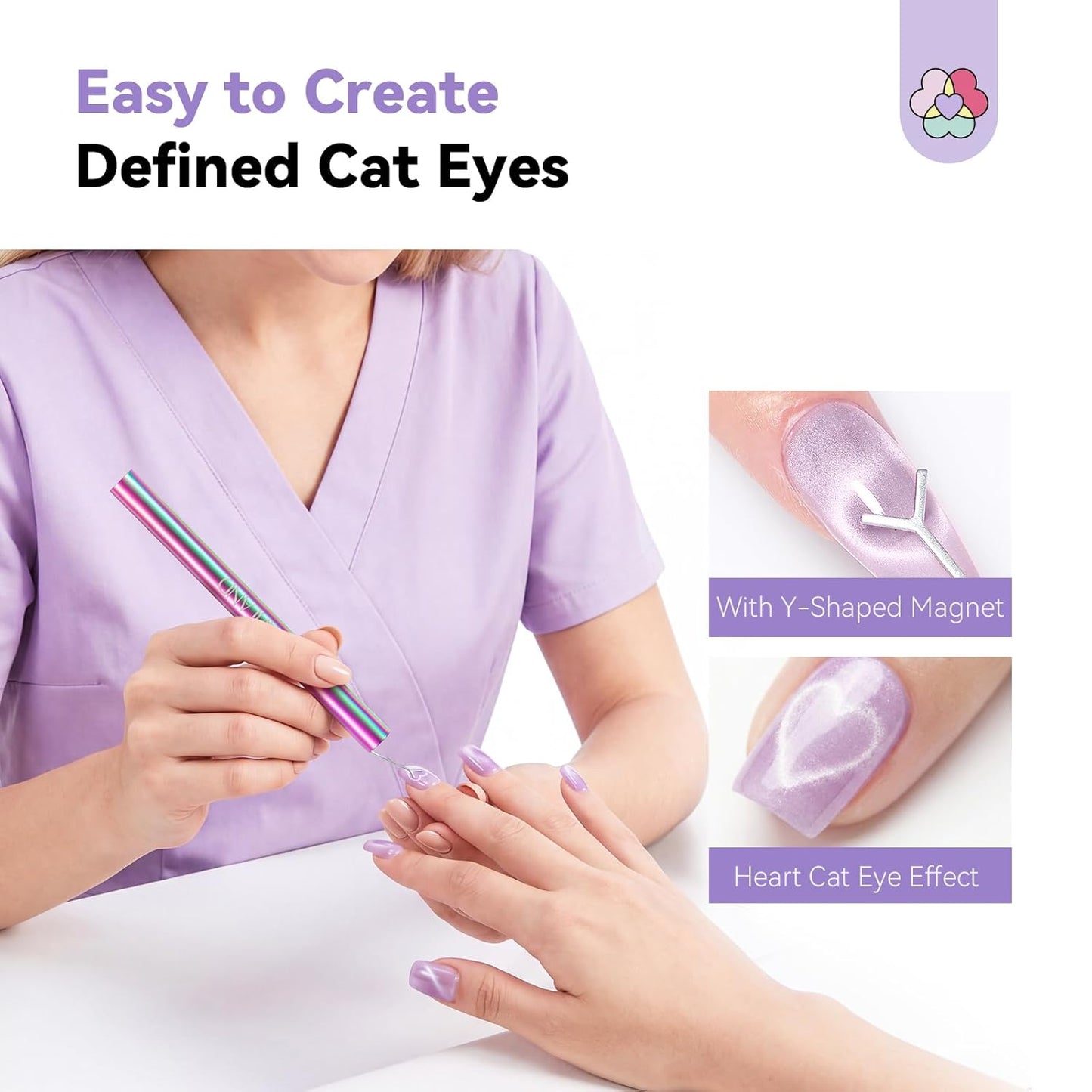 SAVILAND Ultra-Strong Cat Eye Magnet - 5X Holographic Dual-Ended Nail Tool for Gel Polish Art | Heart-Shaped Design