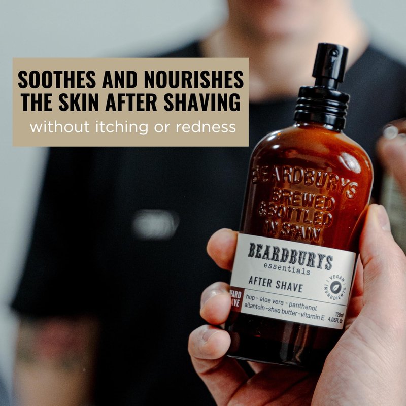 Beardburys Essentials | After Shave for Men, Soothes, refreshes and hydrates - Vitamin E, Shea Butter and Aloe, 100% Vegan - 4.06 Fl Oz