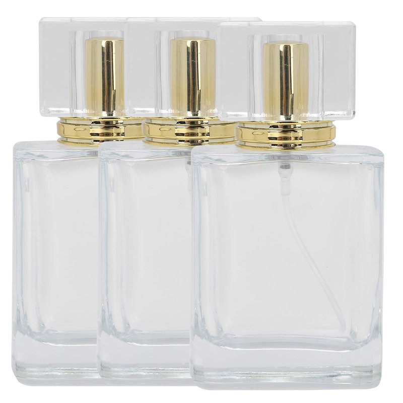50ml Refillable Perfume Bottle – Glass Spray Atomizer with Applicator, Transparent Empty Container for Travel & DIY Perfume (03)