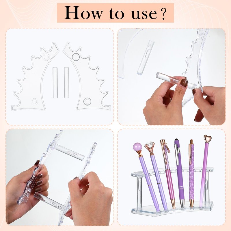 Lincia 10 Pack Pen Display Stand, 6 Slots Plastic Pen Holder, Display Eyebrow Makeup Brush Rack Organizer for School Office Supplies, 2 Style(Clear)