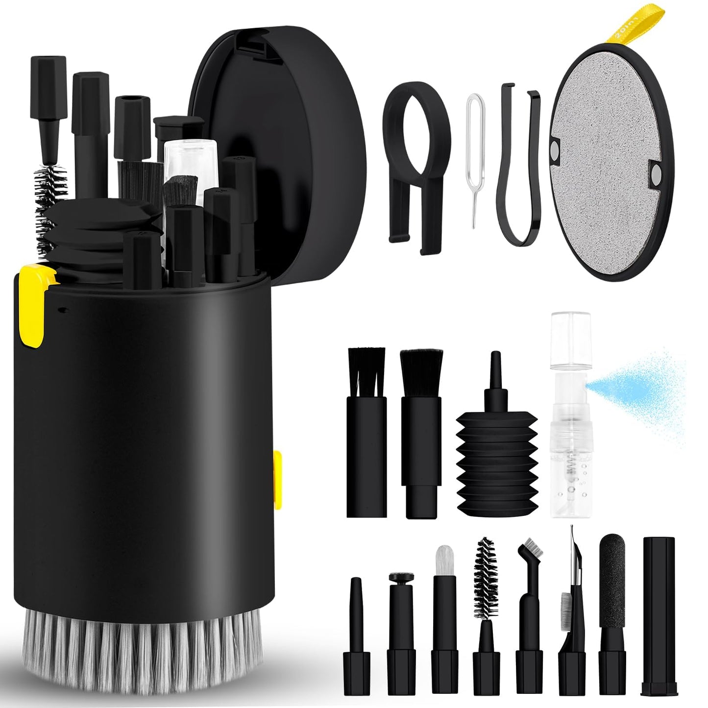 20-in-1 Laptop Phone Screen Earbud Cleaning Kit, Keyboard Cleaner Kit, Keyboard Cleaning Kit with Electronic Cleaning Brush Spray for Airpods Pro, iPad, iPhone Pro, Camera, Computer Cleaning