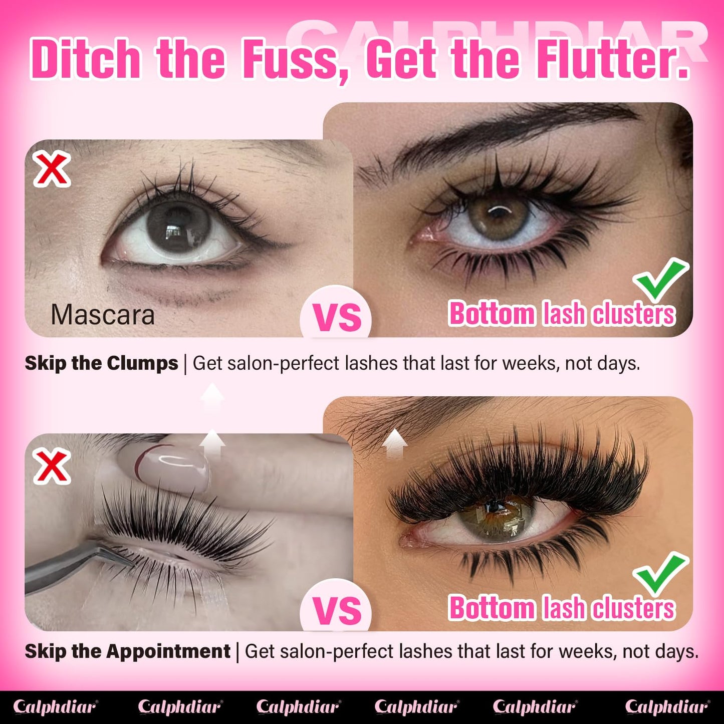 calphdiar Bottom Lash Clusters Fairy Eyelash Extension Bottom Lashes Clusters 5-7mm Natural Bottom Eyelashes DIY Manga Lower Cluster Lashes Extensions Wispy Bottom Individual Lashes